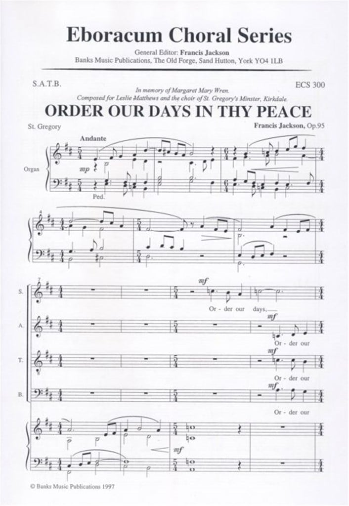 Order Our Days In Thy Peace